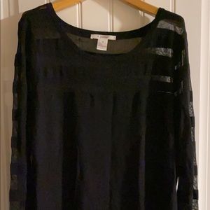 Black sweater with sheer paneling